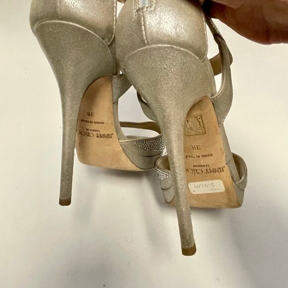 Jimmy Choo Silver Rhinestone Heels Size IT 38 / US 8 - Picture 8 of 11